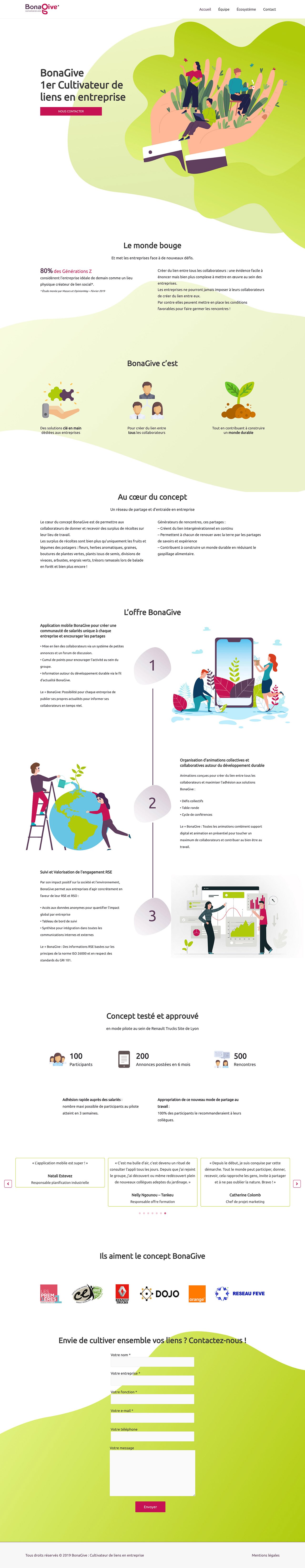 maquette web design site bonagive