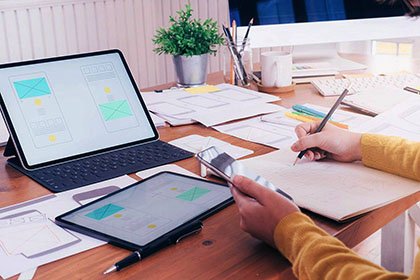 Conception de webdesign. Réalisation de wireframes, présentation visuelle simplifiée de votre site